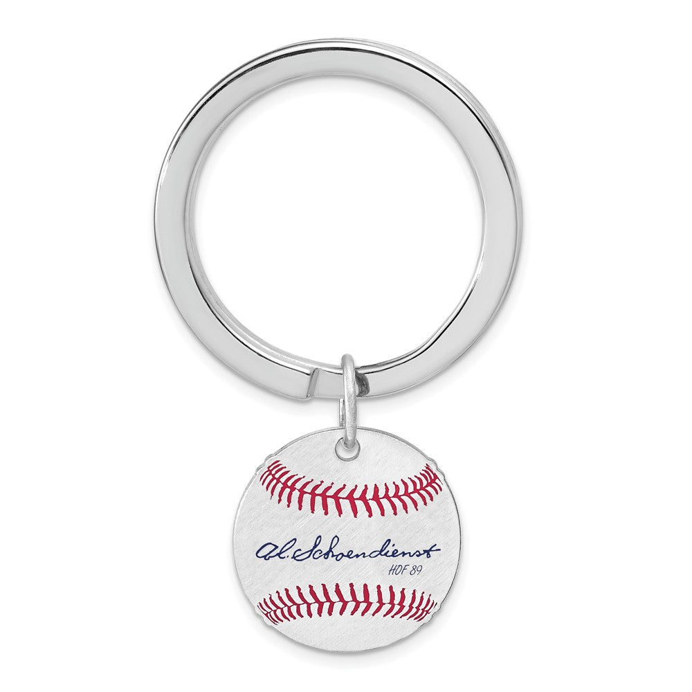 Sterling Silver Red Schoendienst Hall of Fame Epoxy Signature KeyChain, Item M12408 by The Black Bow Jewelry Co.