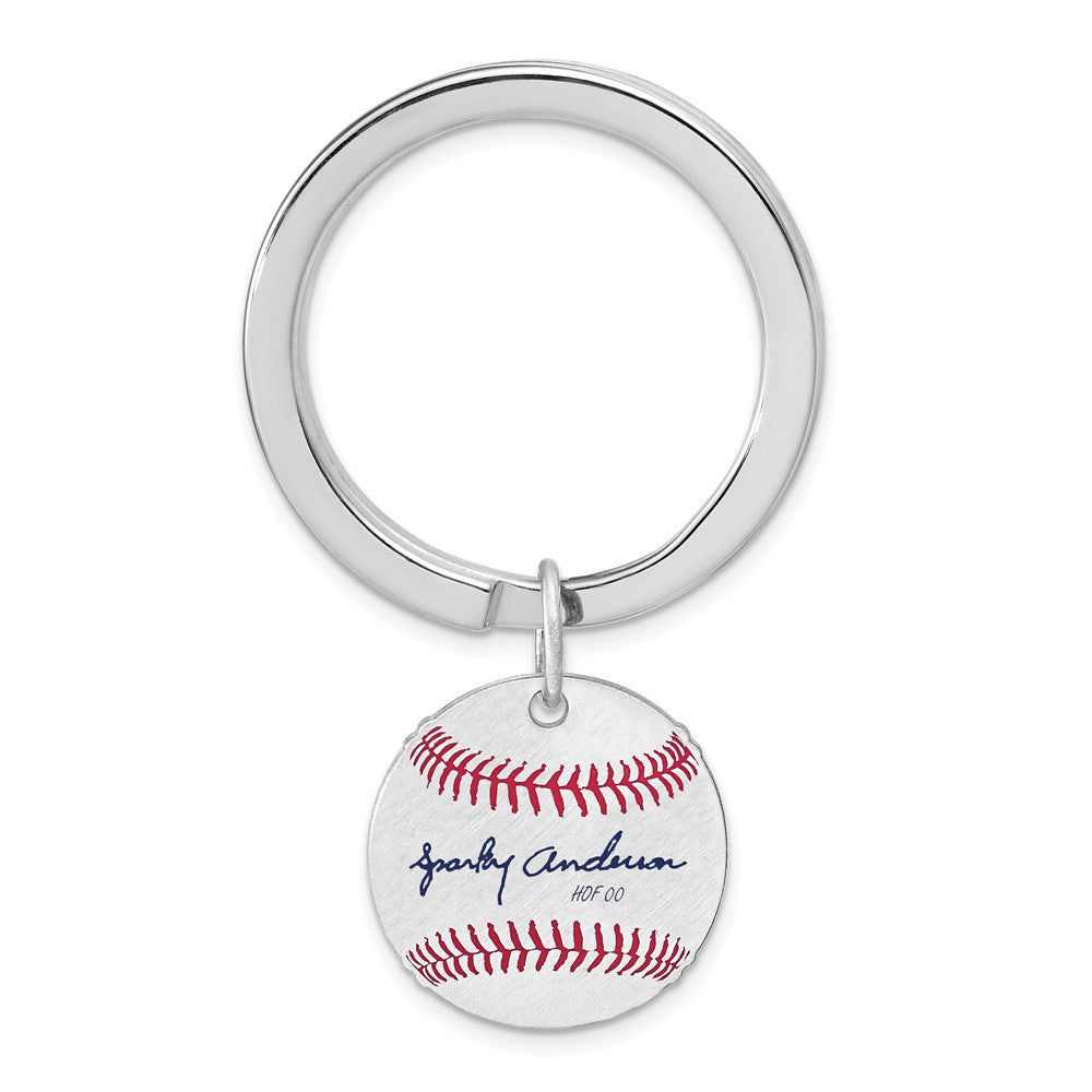 Sterling Silver Sparky Anderson Hall of Fame Epoxy Signature Key Chain, Item M12410 by The Black Bow Jewelry Co.