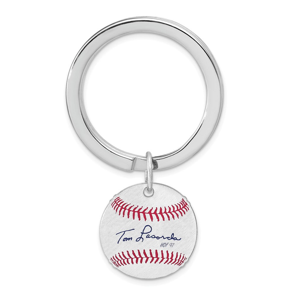 Sterling Silver Tom Lasorda Hall of Fame Epoxy Signature Key Chain, Item M12414 by The Black Bow Jewelry Co.