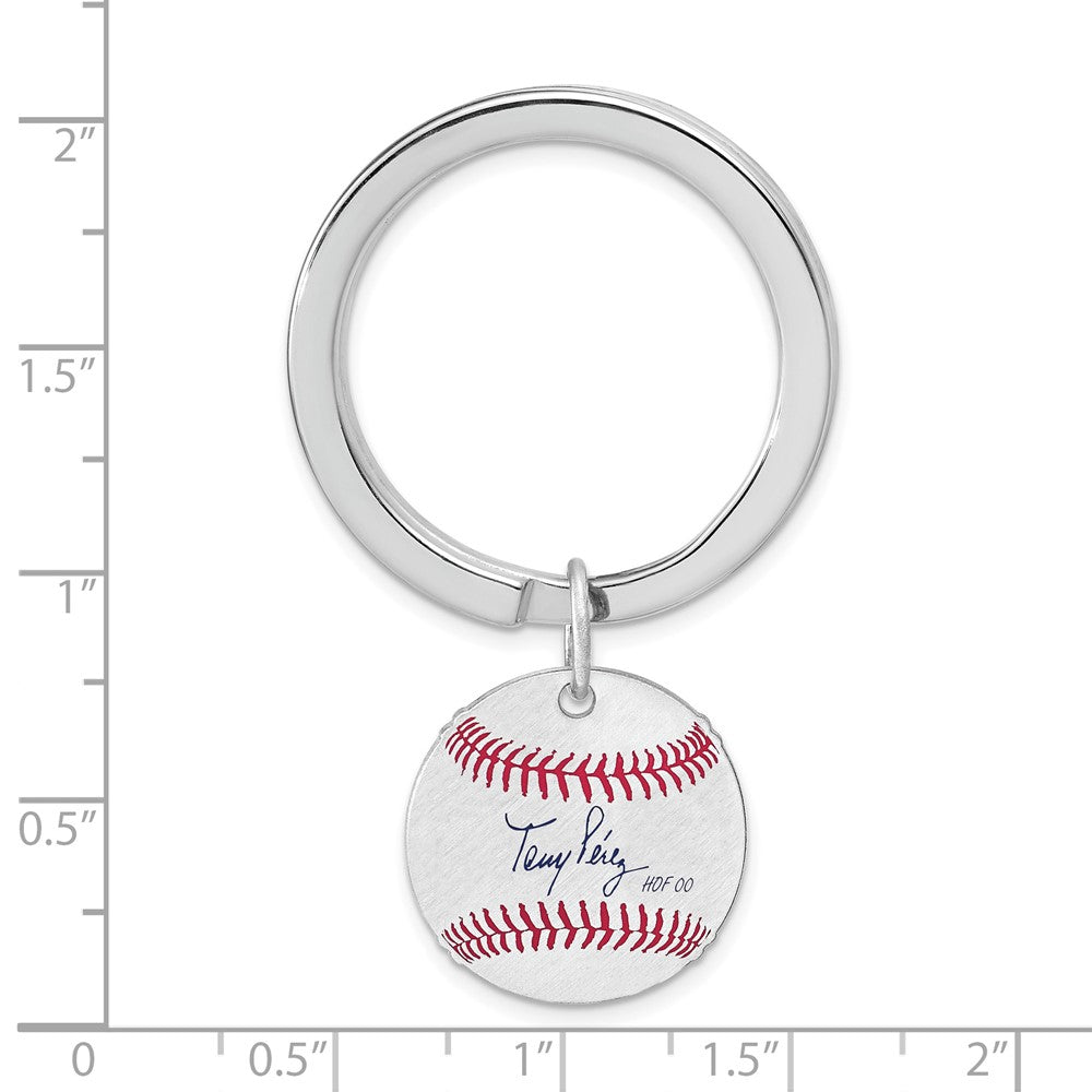 Alternate view of the Sterling Silver Tony Perez Hall of Fame Epoxy Signature Key Chain by The Black Bow Jewelry Co.