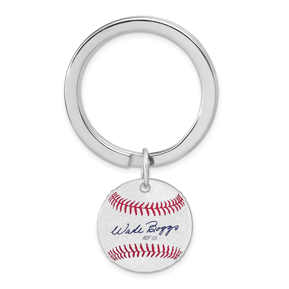 Sterling Silver Wade Boggs Hall of Fame Epoxy Signature Key Chain, Item M12419 by The Black Bow Jewelry Co.