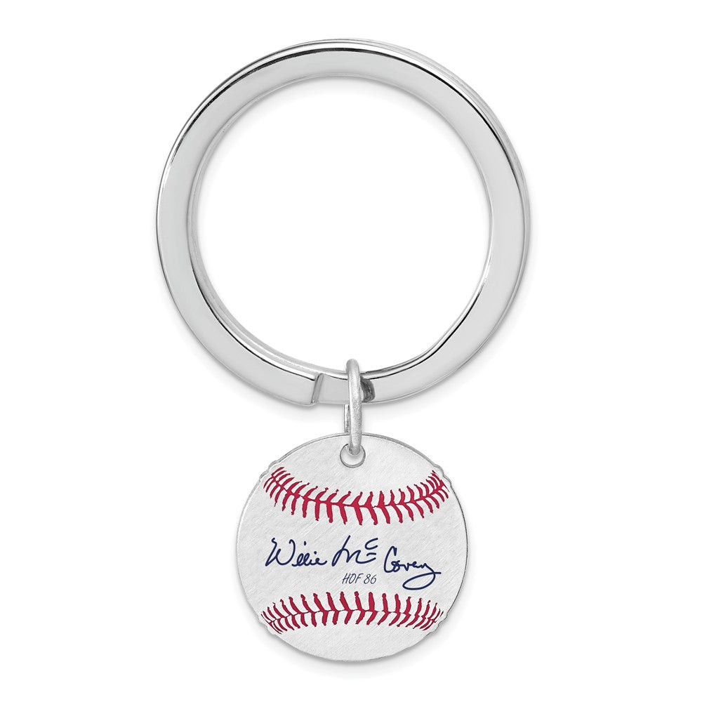Sterling Silver Willie McCovey Hall of Fame Epoxy Signature Key Chain, Item M12421 by The Black Bow Jewelry Co.