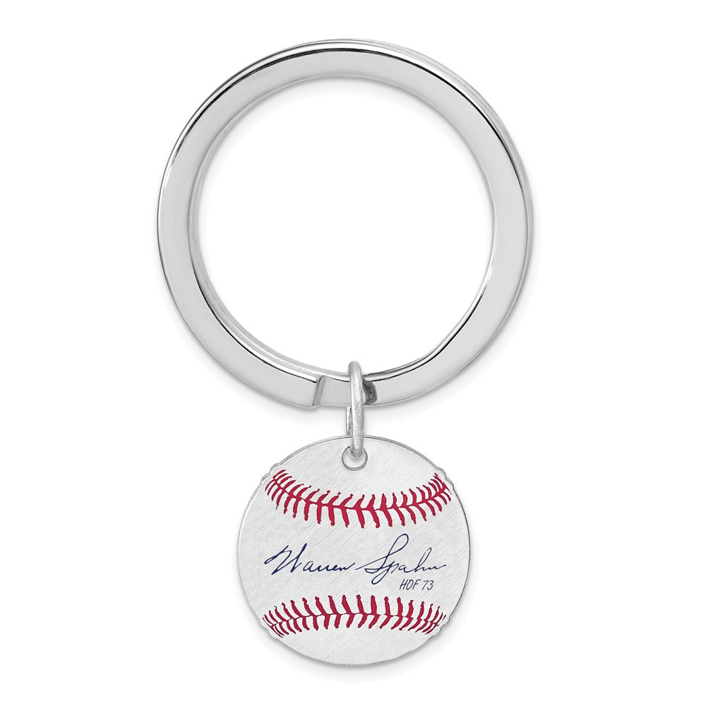 Sterling Silver Warren Spahn Hall of Fame Epoxy Signature Key Chain, Item M12422 by The Black Bow Jewelry Co.