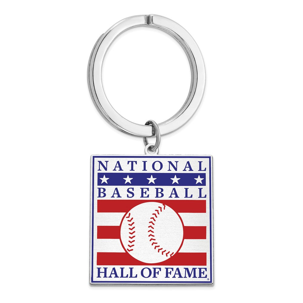 Sterling Silver National Baseball Hall of Fame Epoxy Key Chain, Item M12424 by The Black Bow Jewelry Co.