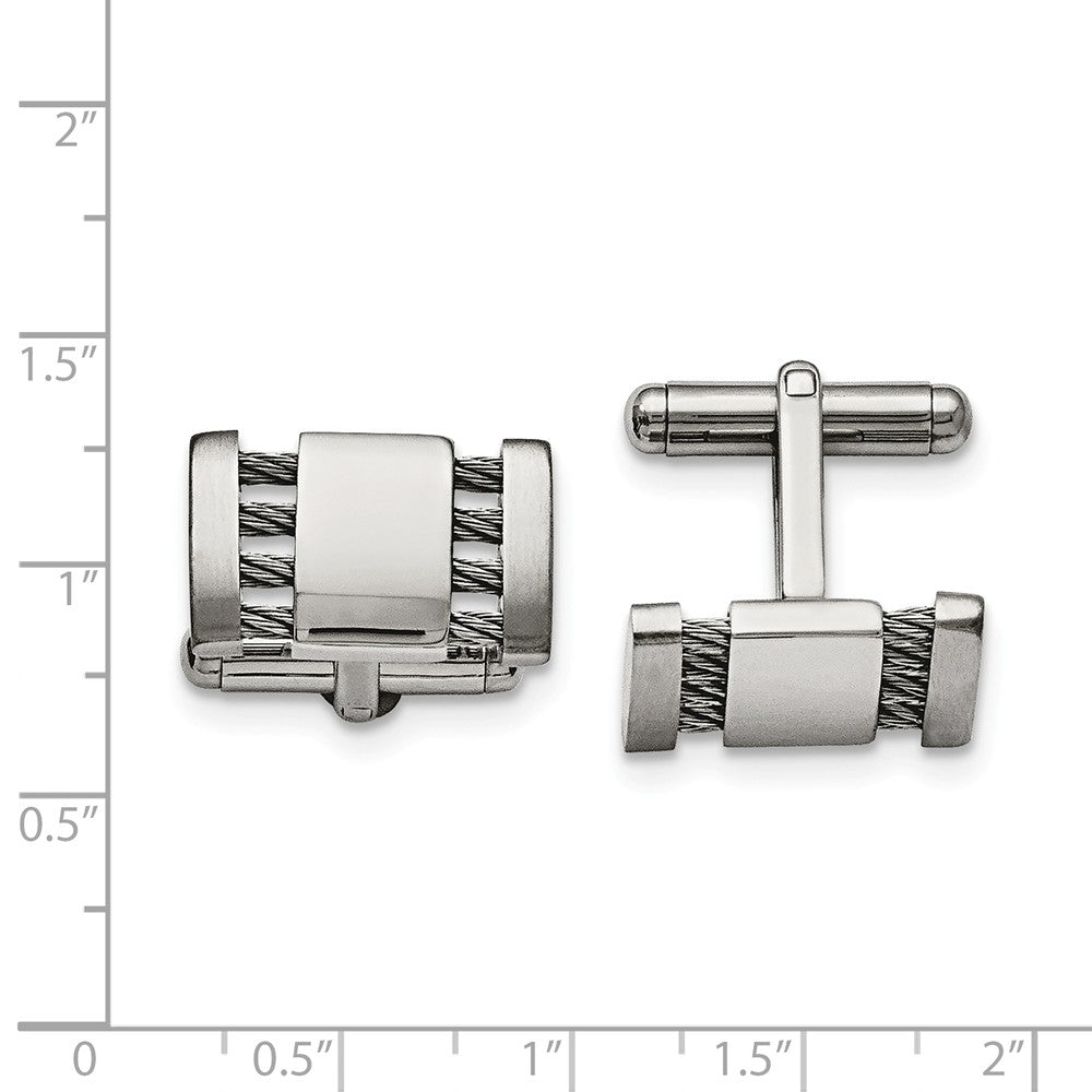 Alternate view of the Men's Stainless Steel Brushed & Polished Cuff Links, 10 x 18mm by The Black Bow Jewelry Co.