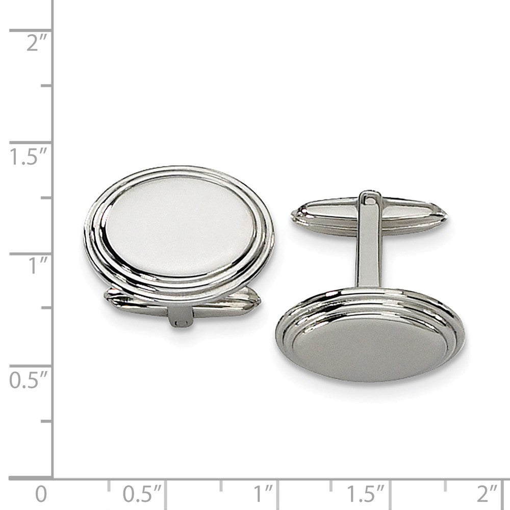 Alternate view of the Men's Stainless Steel Polished Step Edge Cuff Links, 15 x 21mm by The Black Bow Jewelry Co.