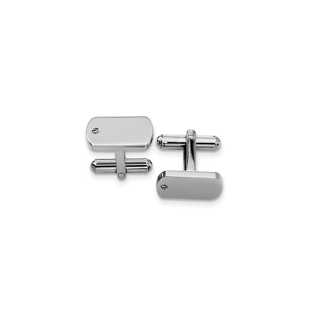 Men's Stainless Steel and .03 Ct Diamond Cuff Links, 8 x 18mm, Item M8085 by The Black Bow Jewelry Co.