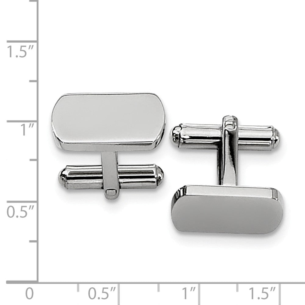 Alternate view of the Men's Stainless Steel Polished Rectangular Cuff Links, 8 x 18mm by The Black Bow Jewelry Co.