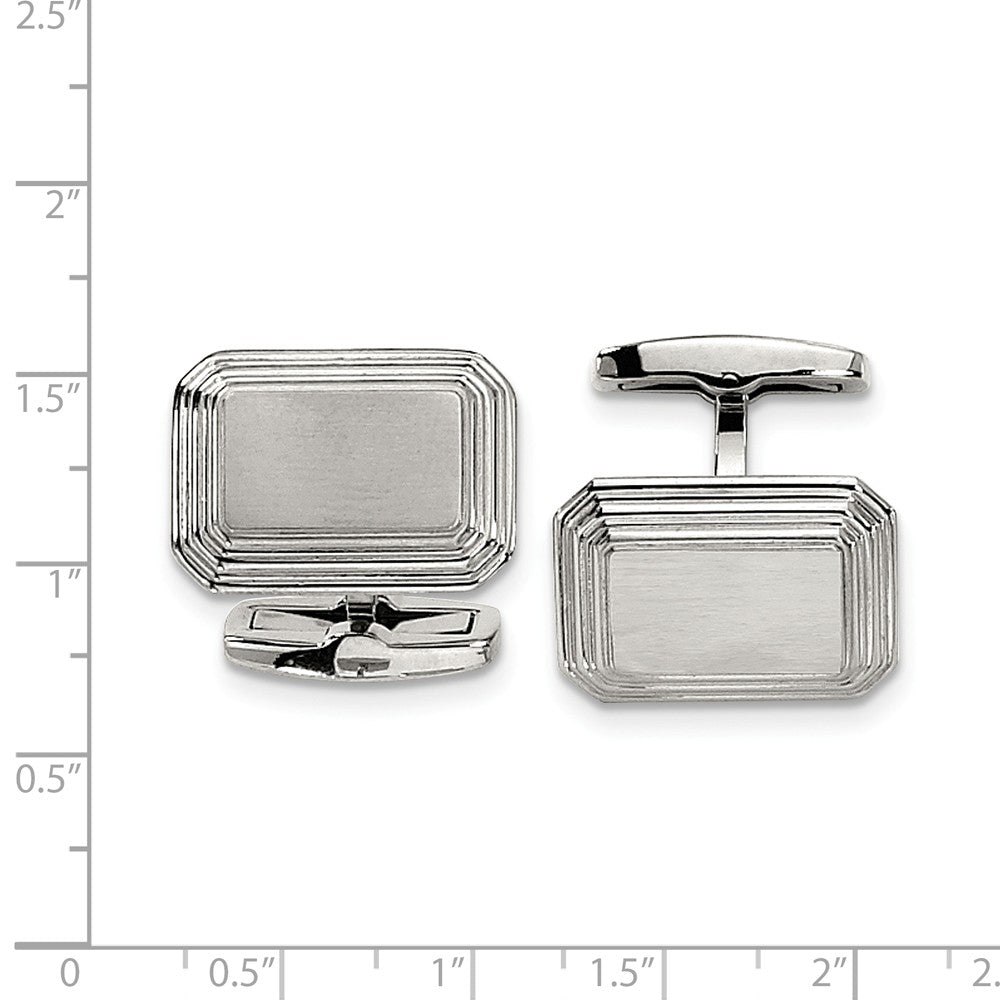 Alternate view of the Men's Stainless Steel Brushed & Polished Step Edge Cuff Links by The Black Bow Jewelry Co.