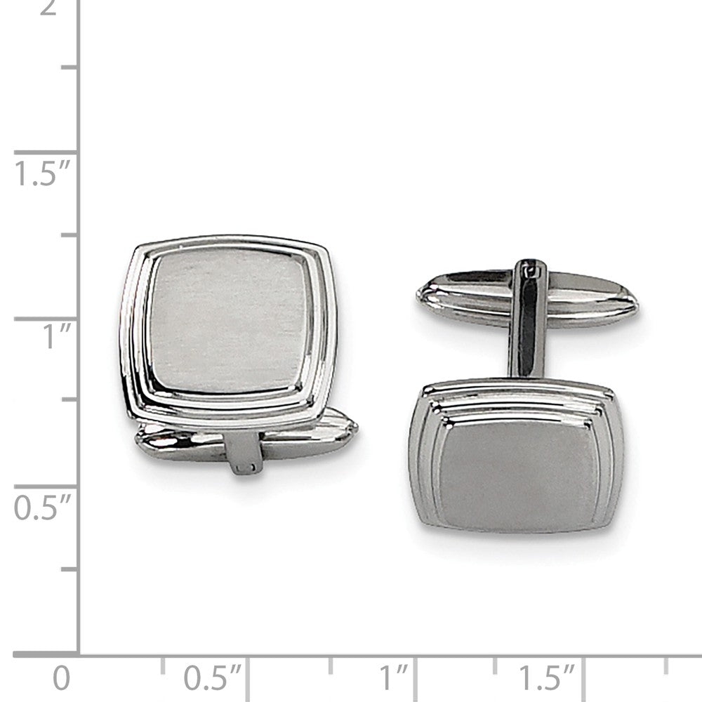 Alternate view of the Men's Stainless Steel Brushed & Polished Square Step Edge Cuff Links by The Black Bow Jewelry Co.