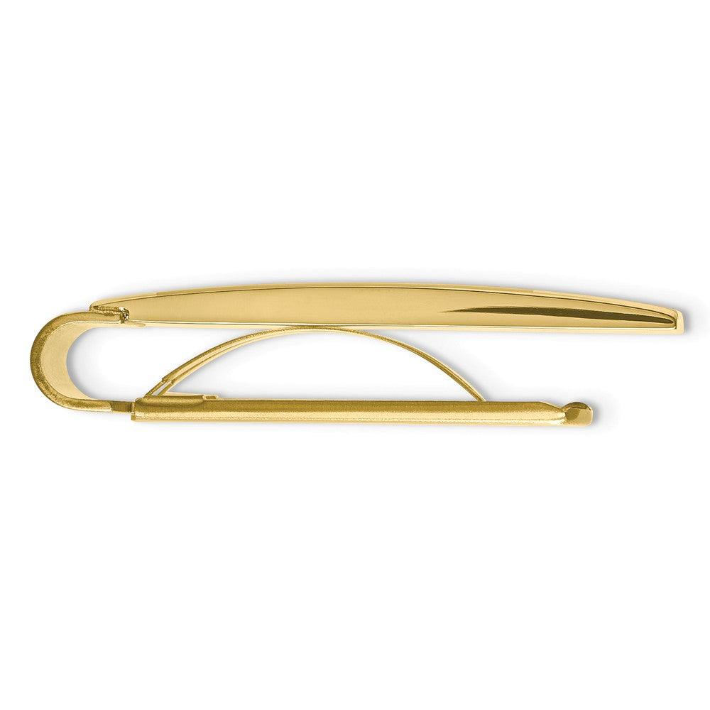 Alternate view of the Men's Gold Tone Plated Stainless Steel Grooved Edge Money Clip by The Black Bow Jewelry Co.