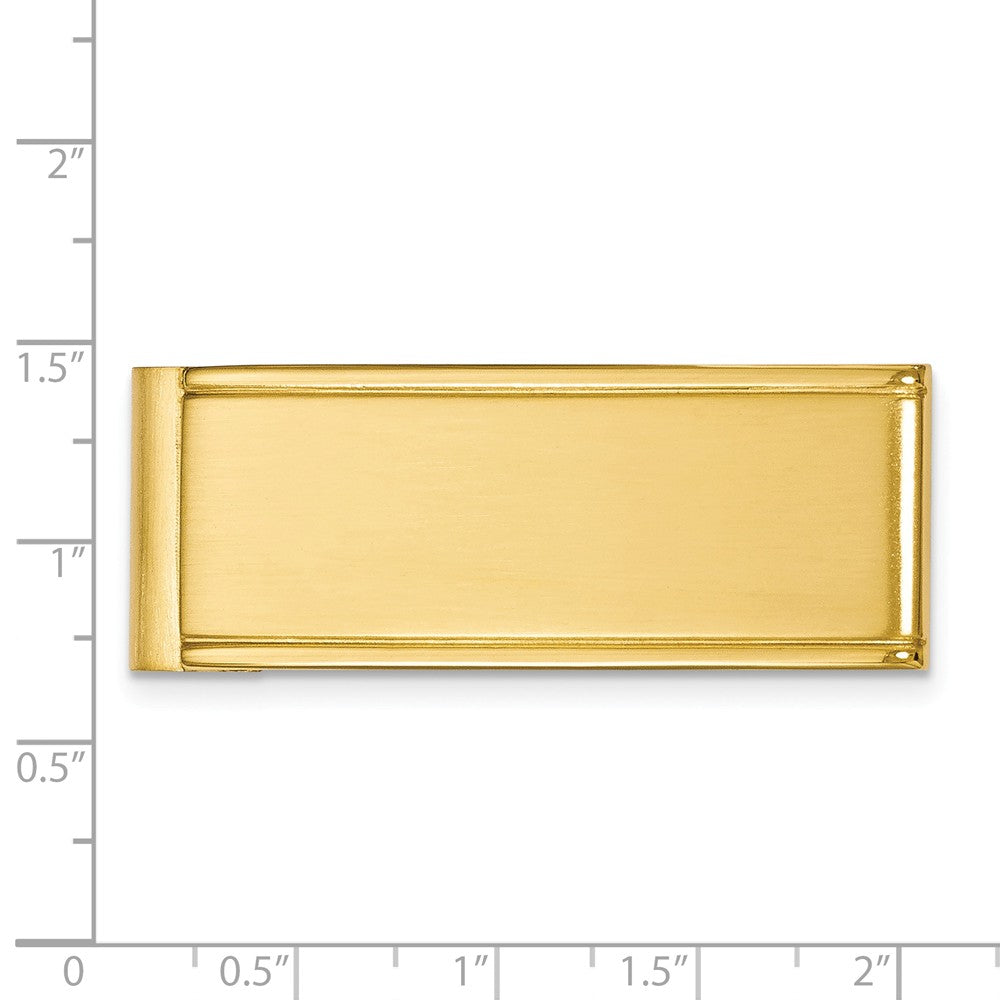 Alternate view of the Men's Gold Tone Plated Stainless Steel Grooved Edge Money Clip by The Black Bow Jewelry Co.