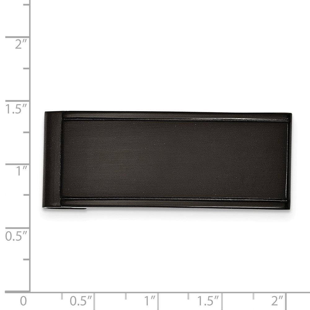 Alternate view of the Men's Black-plated Stainless Steel Grooved Edge Money Clip by The Black Bow Jewelry Co.