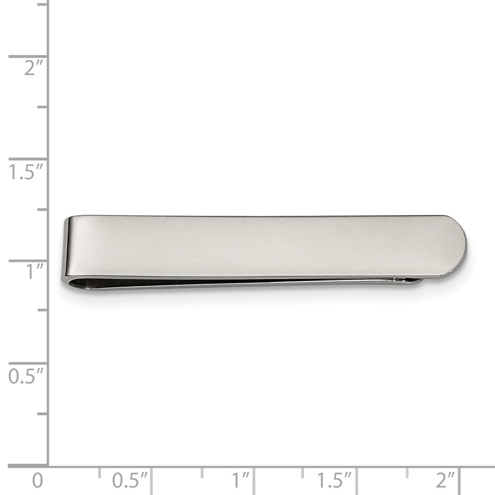 Alternate view of the Men's Polished Stainless Steel Narrow Money Clip by The Black Bow Jewelry Co.
