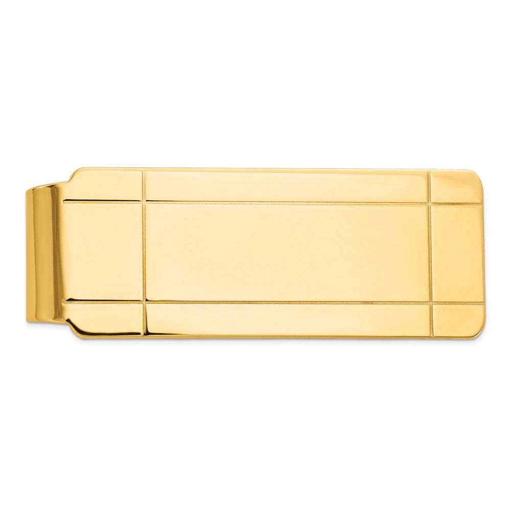 Men's 14k Yellow Gold Polished Carved Fold-Over Money Clip, Item M8151 by The Black Bow Jewelry Co.