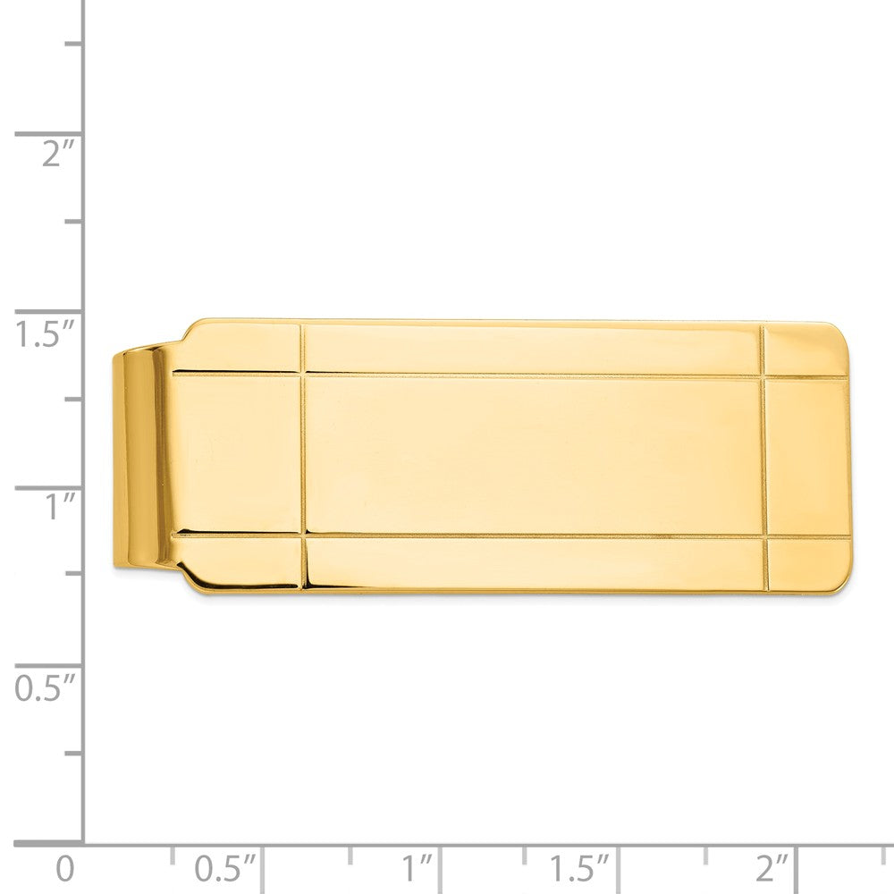 Alternate view of the Men's 14k Yellow Gold Polished Carved Fold-Over Money Clip by The Black Bow Jewelry Co.