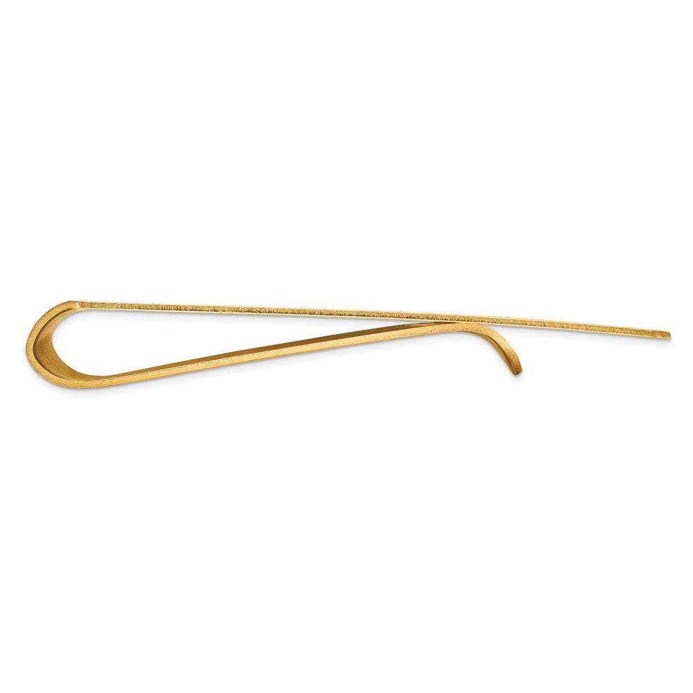 Alternate view of the Men's 14k Yellow Gold Striped Engravable Center Fold-Over Money Clip by The Black Bow Jewelry Co.