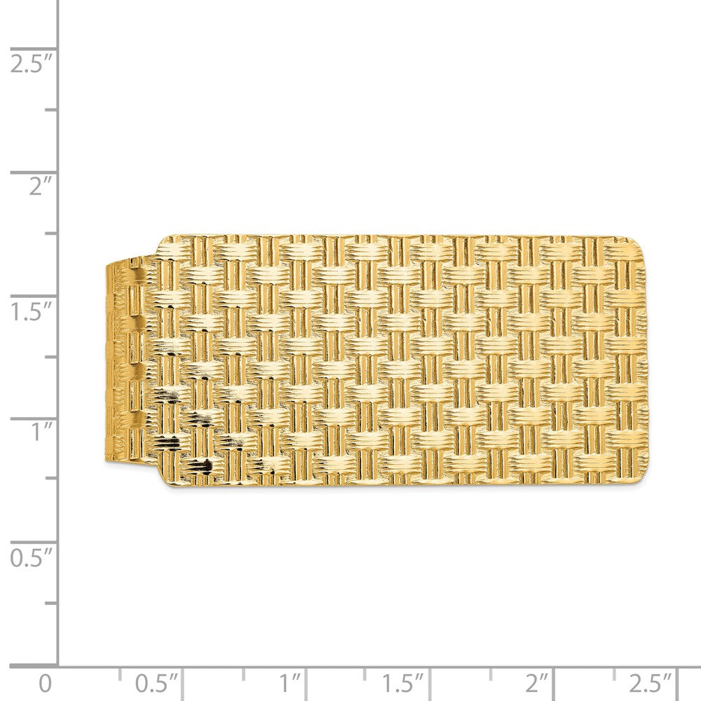 Alternate view of the Men's 14k Yellow Gold Basket Weave Wide Fold-Over Money Clip by The Black Bow Jewelry Co.