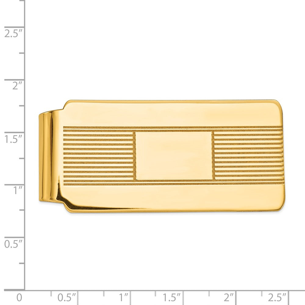 Alternate view of the Men's 14k Yellow Gold Striped Fold-Over Wide Money Clip by The Black Bow Jewelry Co.