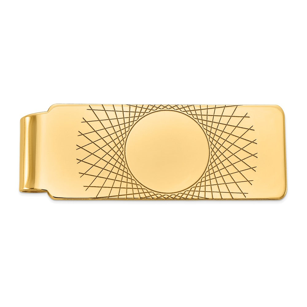 Men's 14k Yellow Gold Carved Fold-Over Money Clip, 20mm wide, Item M8171 by The Black Bow Jewelry Co.