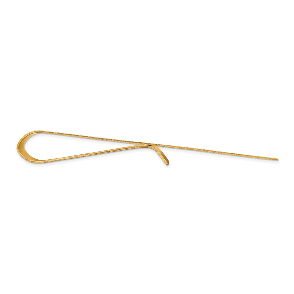 Alternate view of the Men&#39;s 14k Yellow Gold Striped Engravable Edge Fold-Over Money Clip by The Black Bow Jewelry Co.