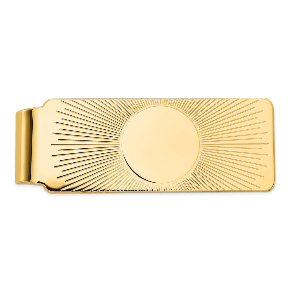 Men's 14k Yellow Gold Sunburst Fold-Over Money Clip, Item M8174 by The Black Bow Jewelry Co.