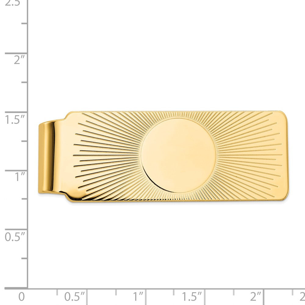 Alternate view of the Men's 14k Yellow Gold Sunburst Fold-Over Money Clip by The Black Bow Jewelry Co.