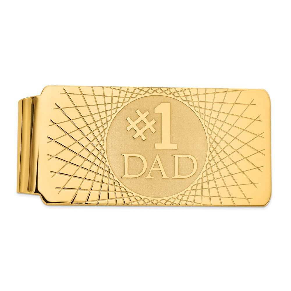 Men&#39;s 14k Yellow Gold #1 Dad Fold-Over Money Clip, Item M8179 by The Black Bow Jewelry Co.