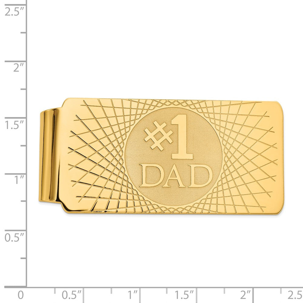 Alternate view of the Men&#39;s 14k Yellow Gold #1 Dad Fold-Over Money Clip by The Black Bow Jewelry Co.