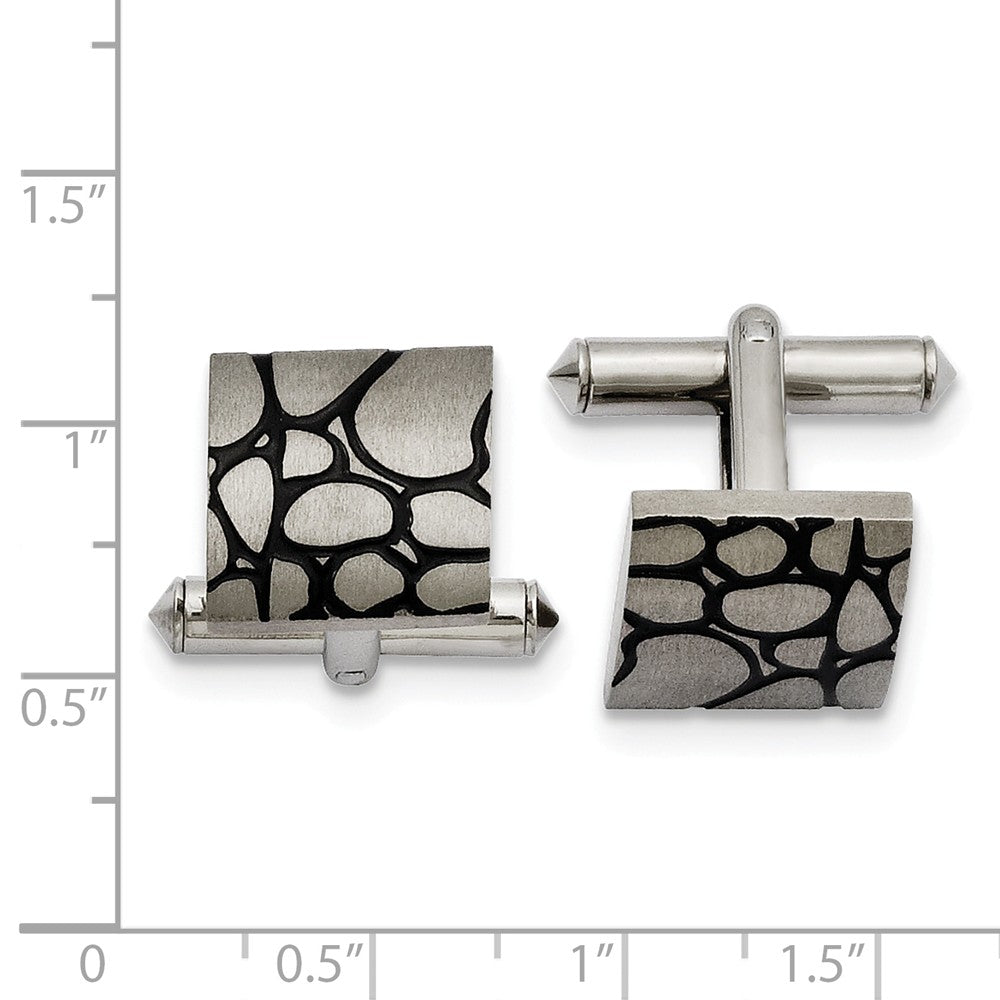 Alternate view of the Men&#39;s Titanium and Black Enameled 14mm Square Cuff Links by The Black Bow Jewelry Co.