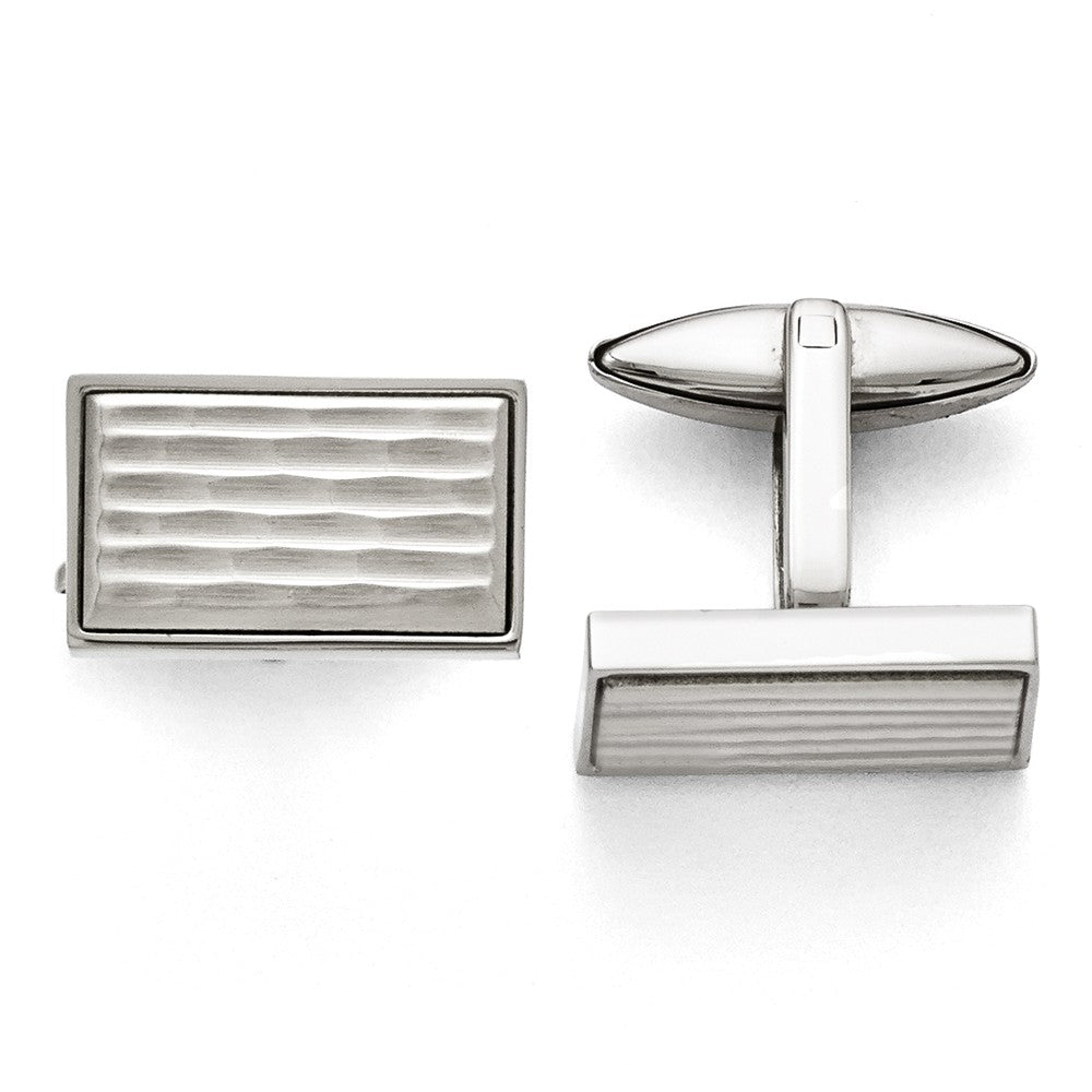 Men's Stainless Steel Textured Rectangular Cuff Links, Item M8235 by The Black Bow Jewelry Co.