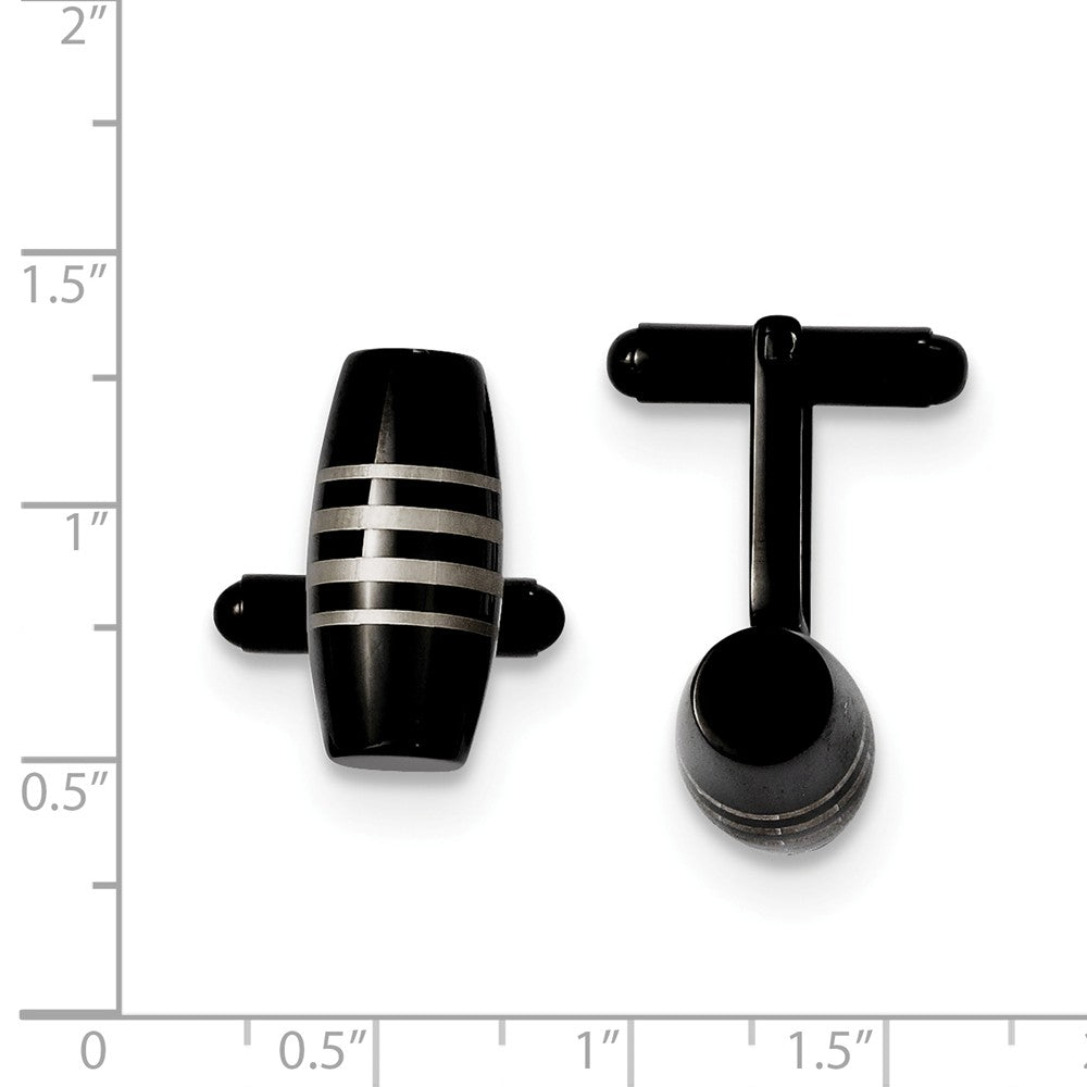 Alternate view of the Men's 22mm Black Plated Stainless Steel Cylindrical Cuff Links by The Black Bow Jewelry Co.