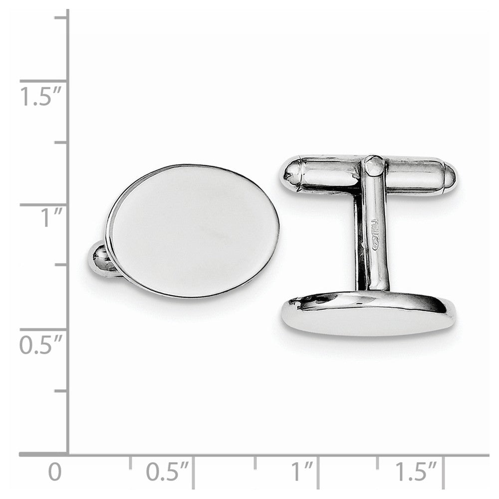 Alternate view of the Men's Sterling Silver Polished Classic 18mm Oval Cuff Links by The Black Bow Jewelry Co.