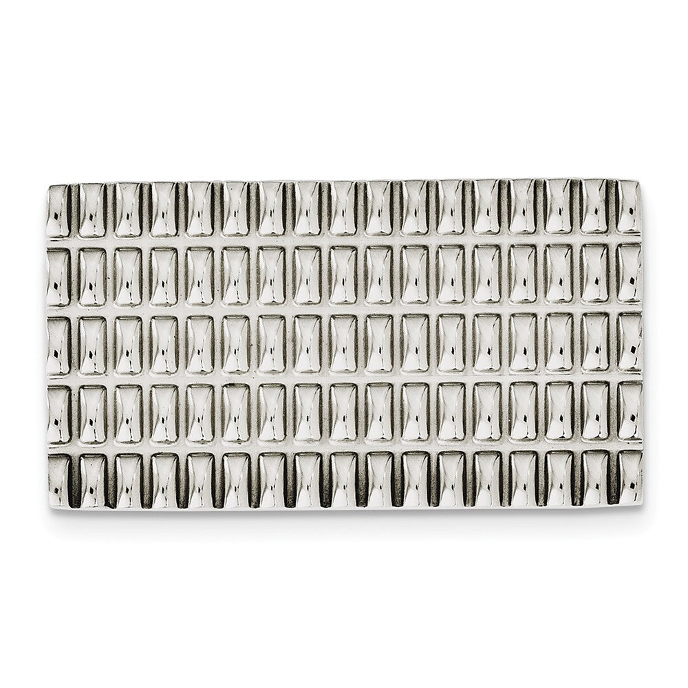 Wide Polished and Textured Money Clip in Stainless Steel, Item M8356 by The Black Bow Jewelry Co.