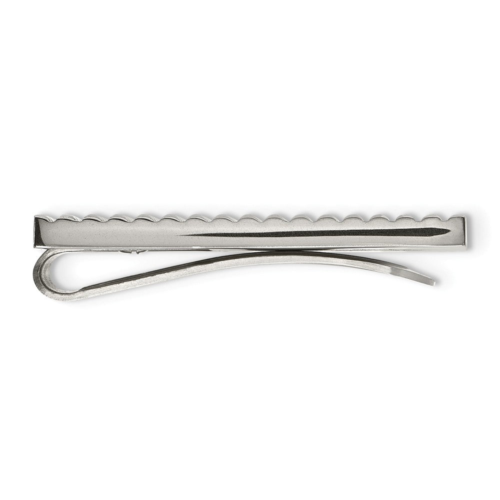 Alternate view of the Wide Polished and Textured Money Clip in Stainless Steel by The Black Bow Jewelry Co.