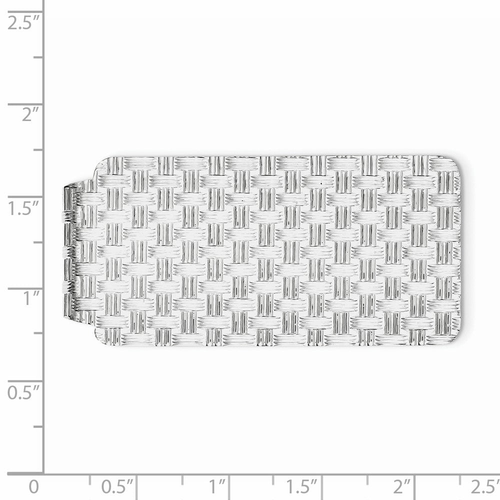 Alternate view of the Wide Basket Weave Money Clip in Sterling Silver by The Black Bow Jewelry Co.