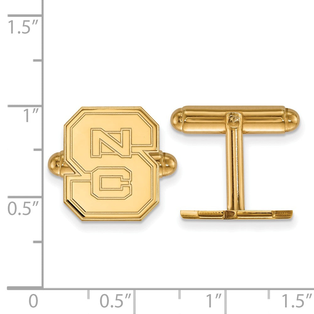 Alternate view of the 14k Yellow Gold North Carolina State University 'NCS' Cuff Links by The Black Bow Jewelry Co.