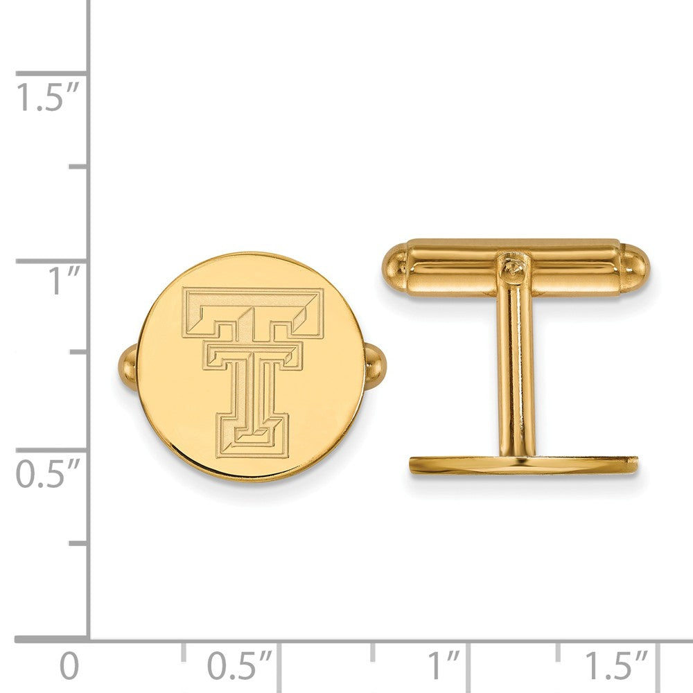 Alternate view of the 14k Yellow Gold Texas Tech University 'TT' Cuff Links by The Black Bow Jewelry Co.