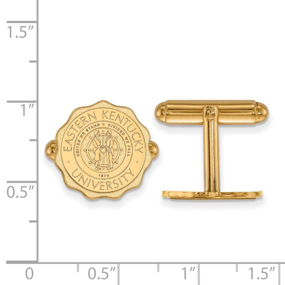 Alternate view of the 14k Yellow Gold Eastern Kentucky University Crest Cuff Links by The Black Bow Jewelry Co.