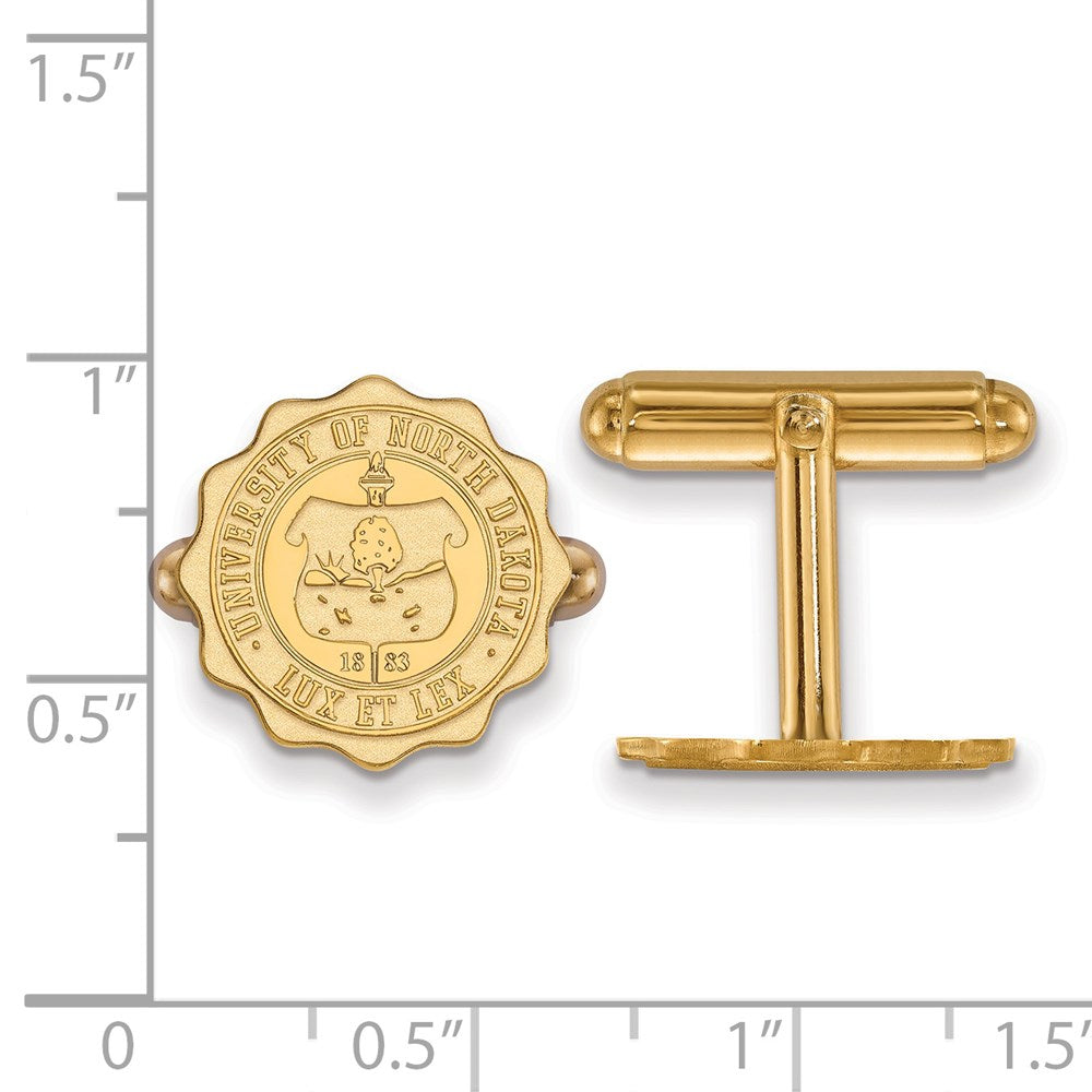 Alternate view of the 14k Yellow Gold University of North Dakota Crest Cuff Links by The Black Bow Jewelry Co.