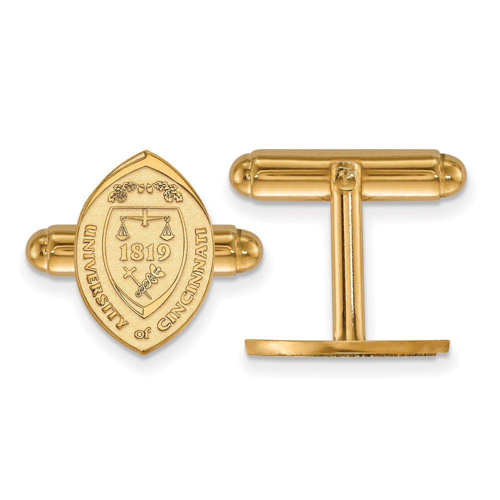 14k Yellow Gold University of Cincinnati Crest Cuff Links, Item M8971 by The Black Bow Jewelry Co.