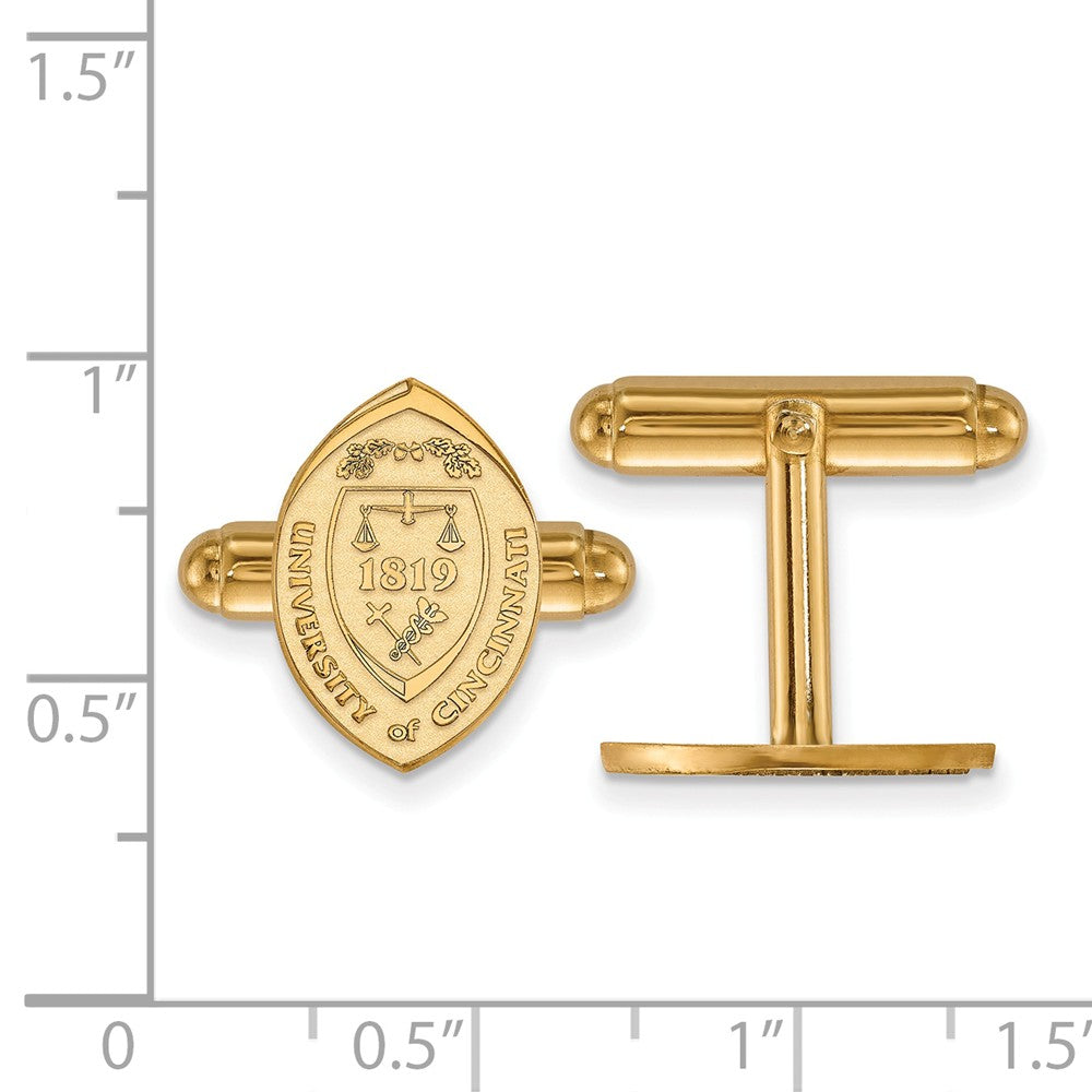 Alternate view of the 14k Yellow Gold University of Cincinnati Crest Cuff Links by The Black Bow Jewelry Co.