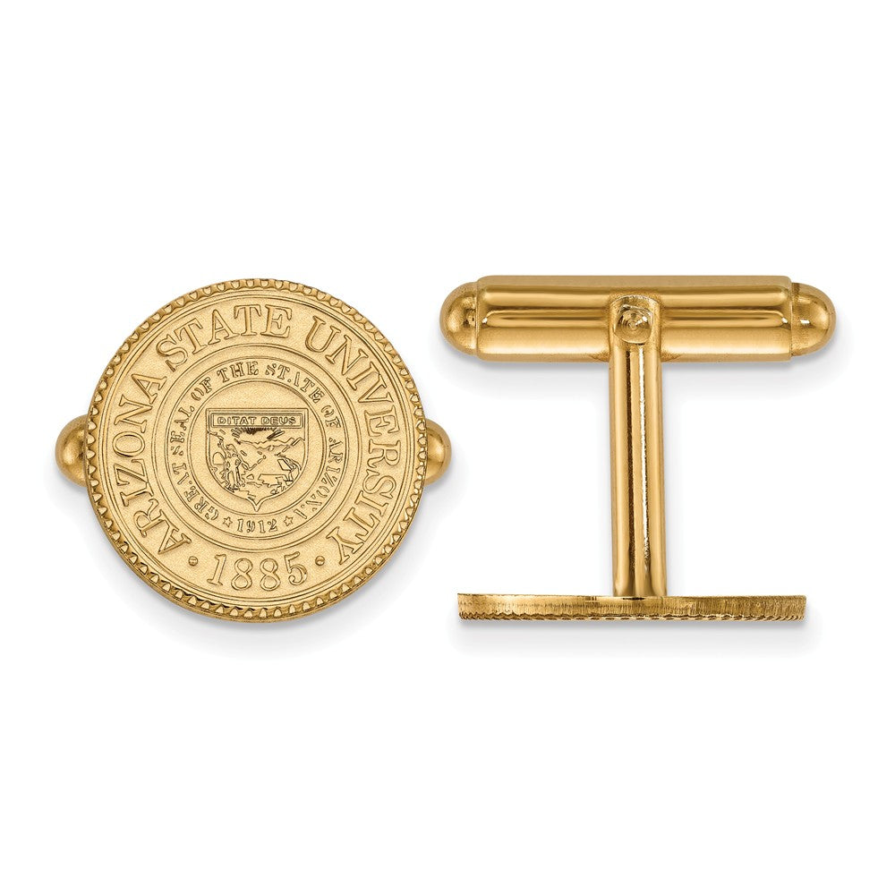 14k Yellow Gold Arizona State University Crest Cuff Links, Item M8973 by The Black Bow Jewelry Co.