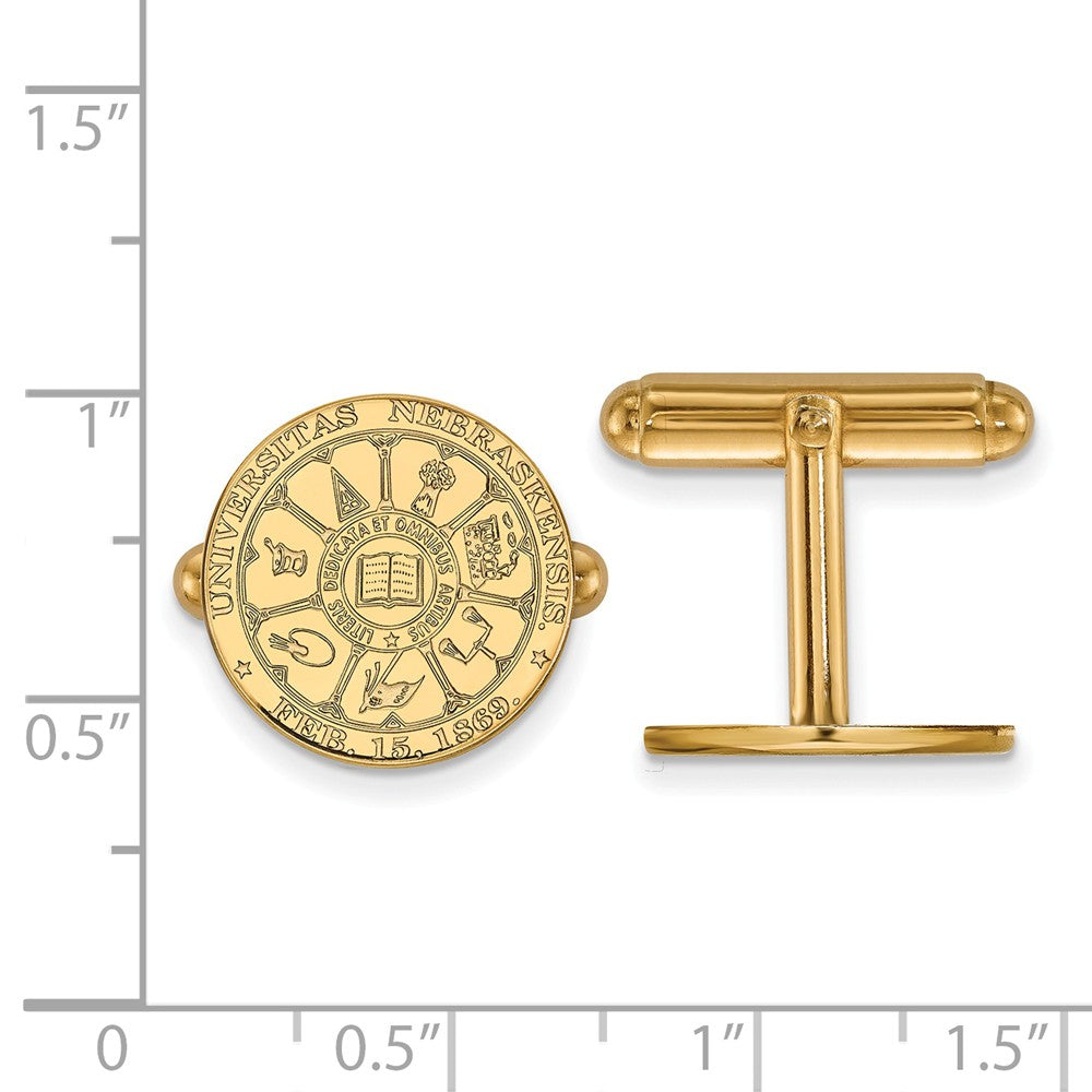 Alternate view of the 14k Yellow Gold University of Nebraska Crest Cuff Links by The Black Bow Jewelry Co.