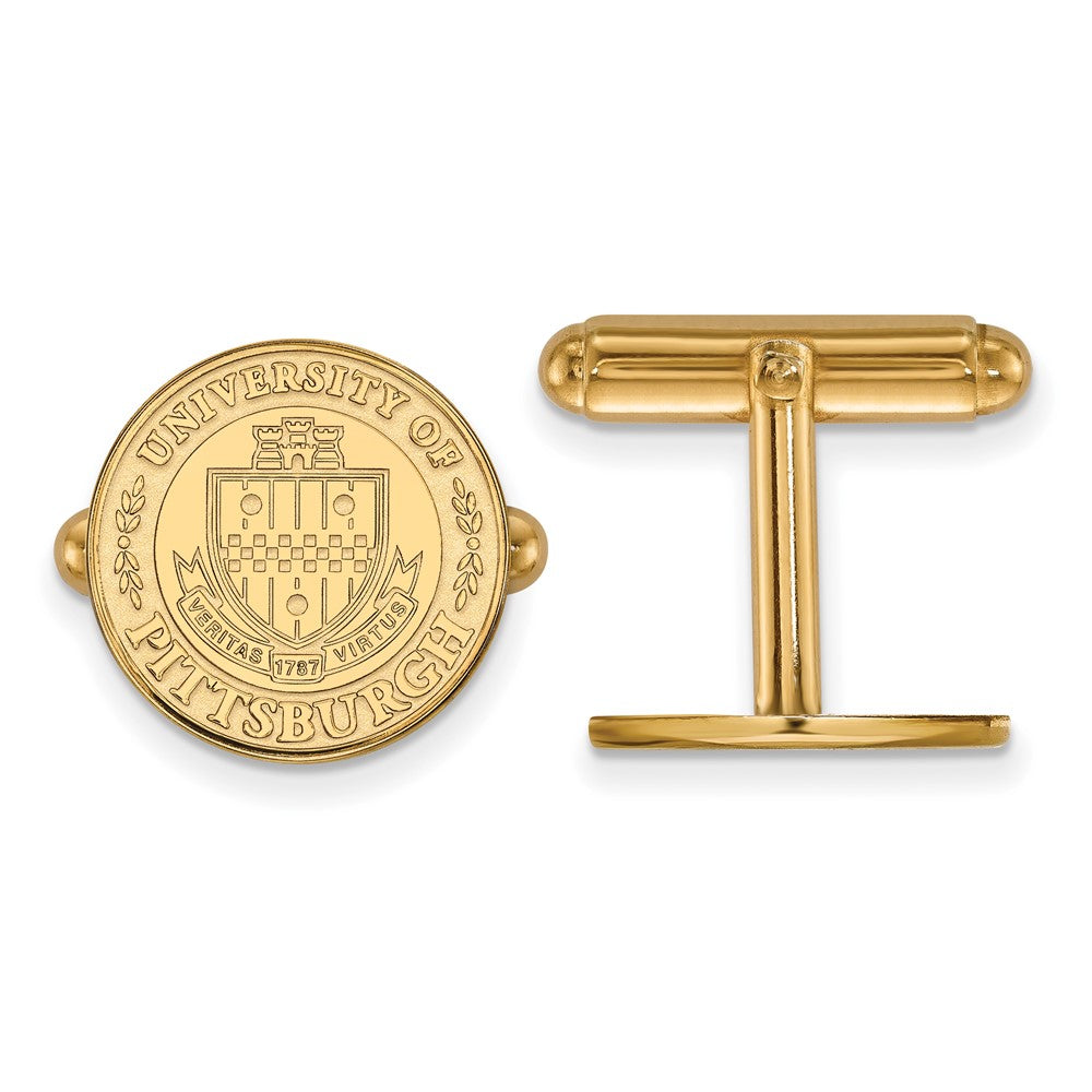 14k Yellow Gold University of Pittsburgh Crest Cuff Links, Item M8978 by The Black Bow Jewelry Co.