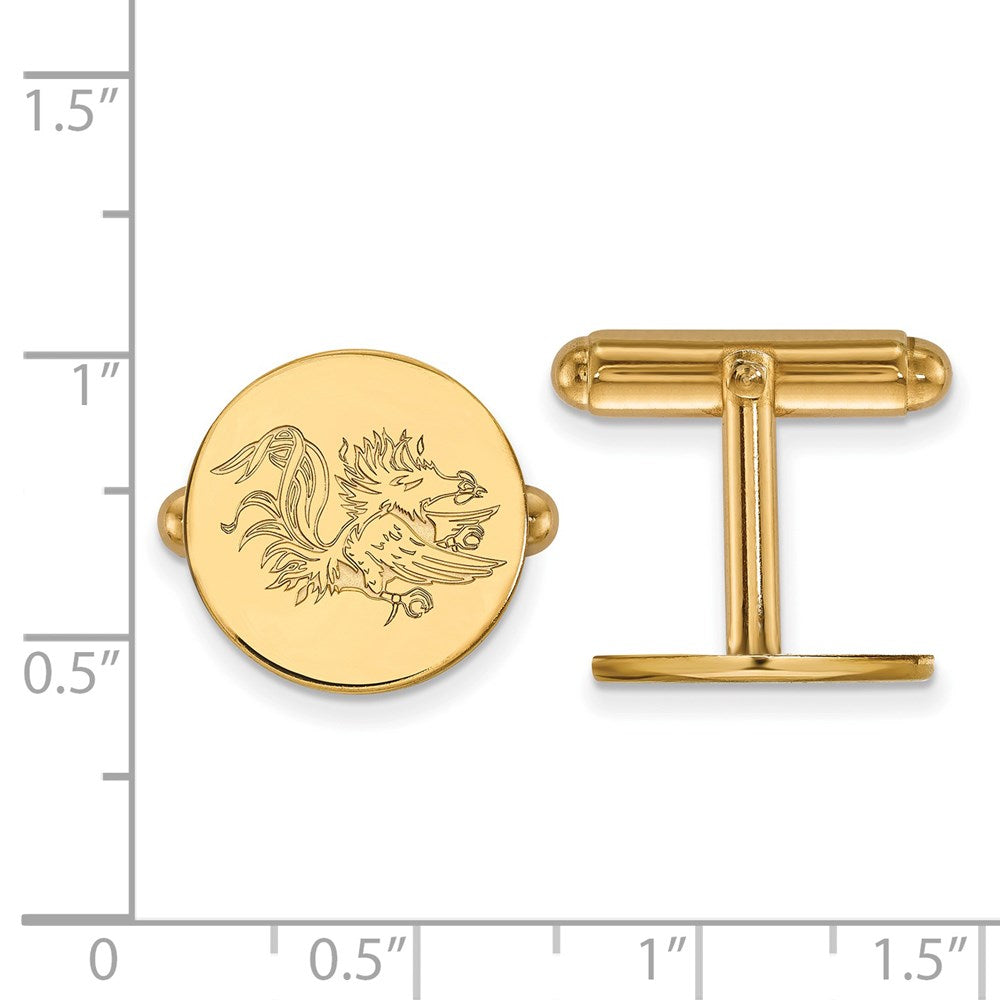Alternate view of the 14k Yellow Gold University of South Carolina Cuff Links by The Black Bow Jewelry Co.