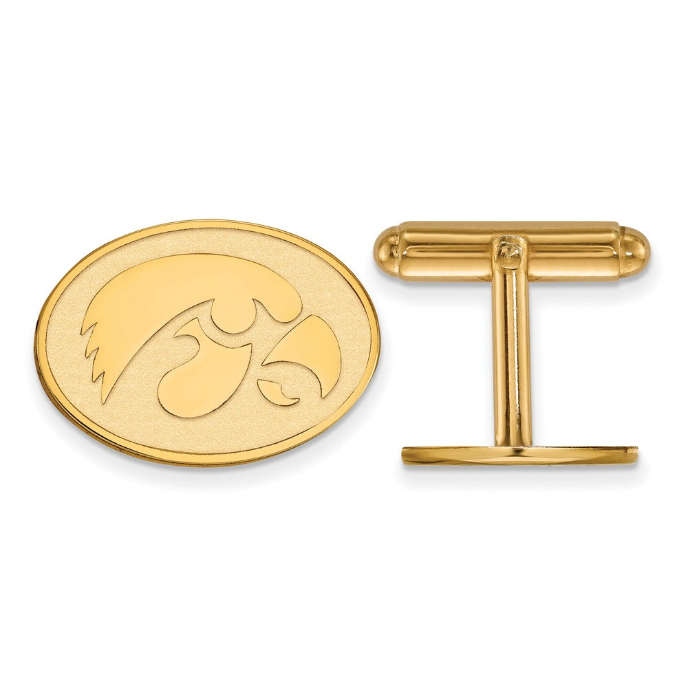 14k Yellow Gold University of Iowa Cuff Links, Item M8993 by The Black Bow Jewelry Co.