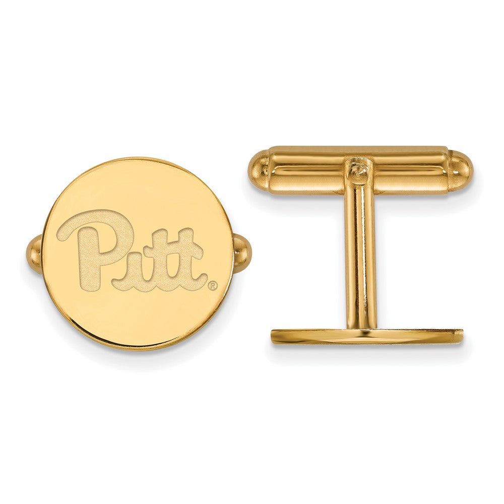 14k Yellow Gold University of Pittsburgh Cuff Links, Item M9006 by The Black Bow Jewelry Co.