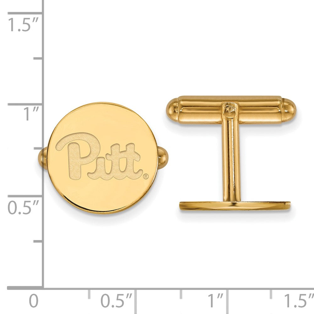 Alternate view of the 14k Yellow Gold University of Pittsburgh Cuff Links by The Black Bow Jewelry Co.