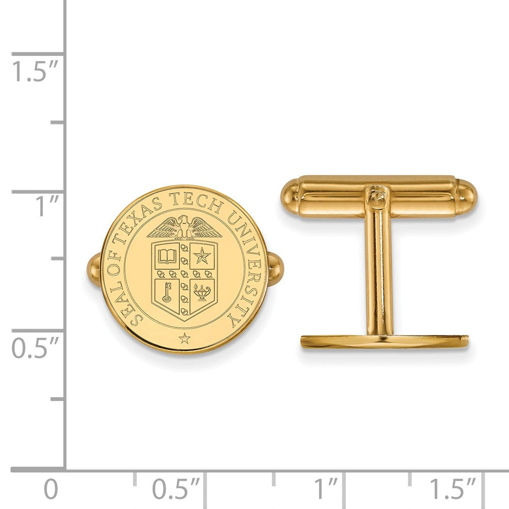 Alternate view of the 14k Yellow Gold Texas Tech University Crest Cuff Links by The Black Bow Jewelry Co.